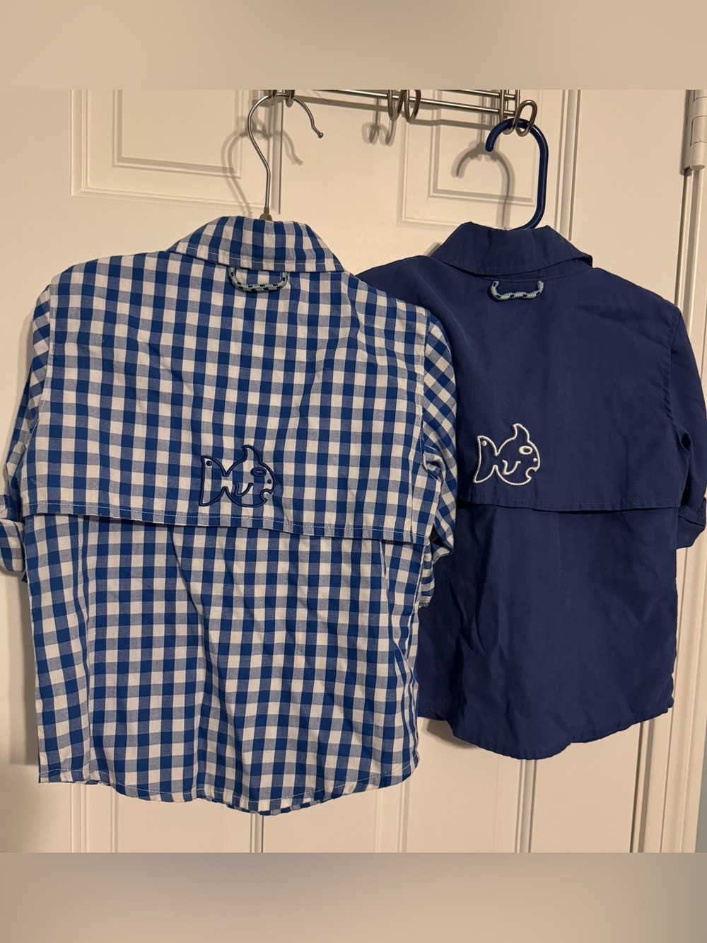 Set of 2 Prodoh Kids Gingham Fishing Shirts - Blue plaid ventilation